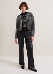 Tiffany Lurex Check Cardigan - Black/Ivory