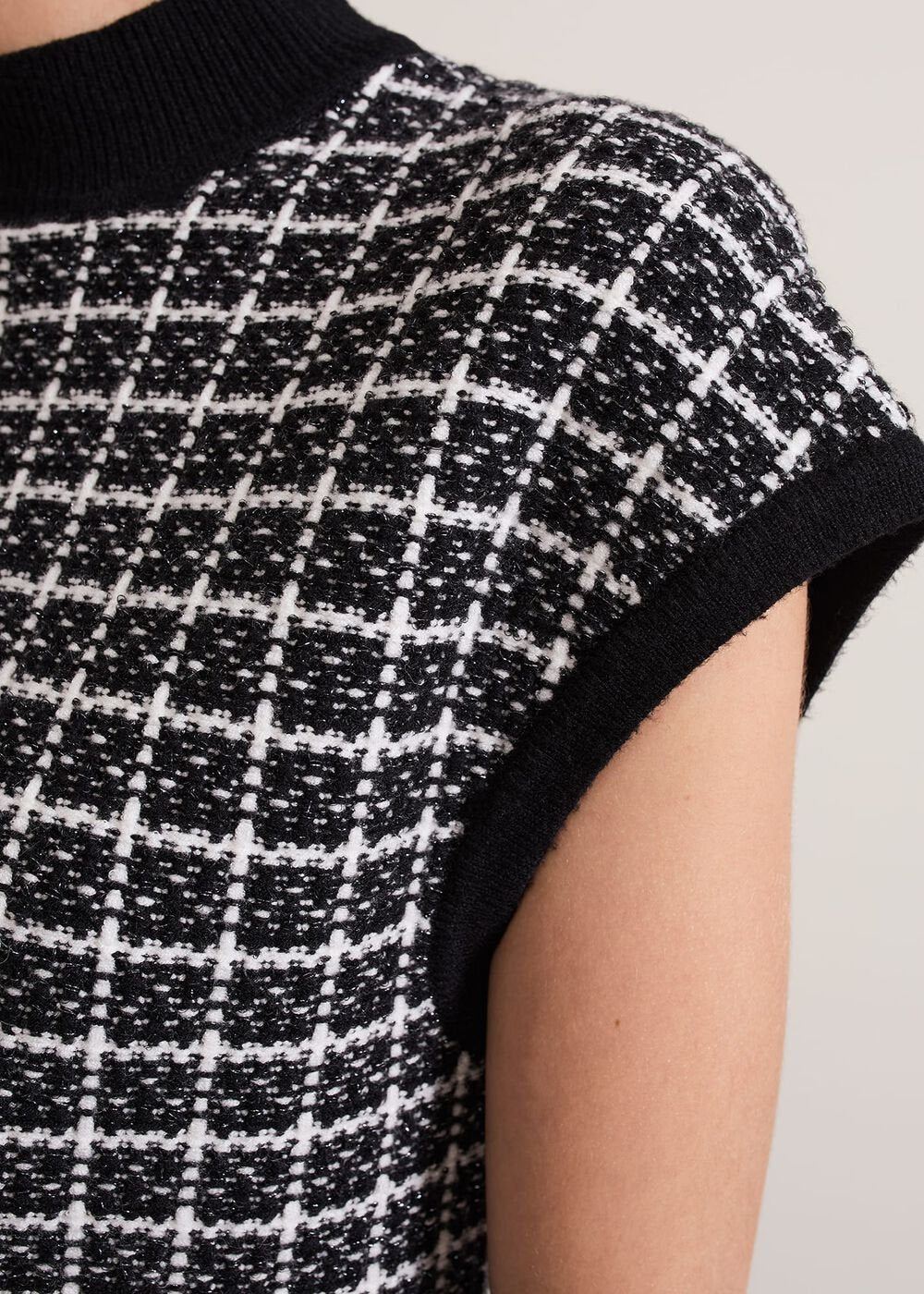 Tiffany Lurex Tank - Black/Ivory