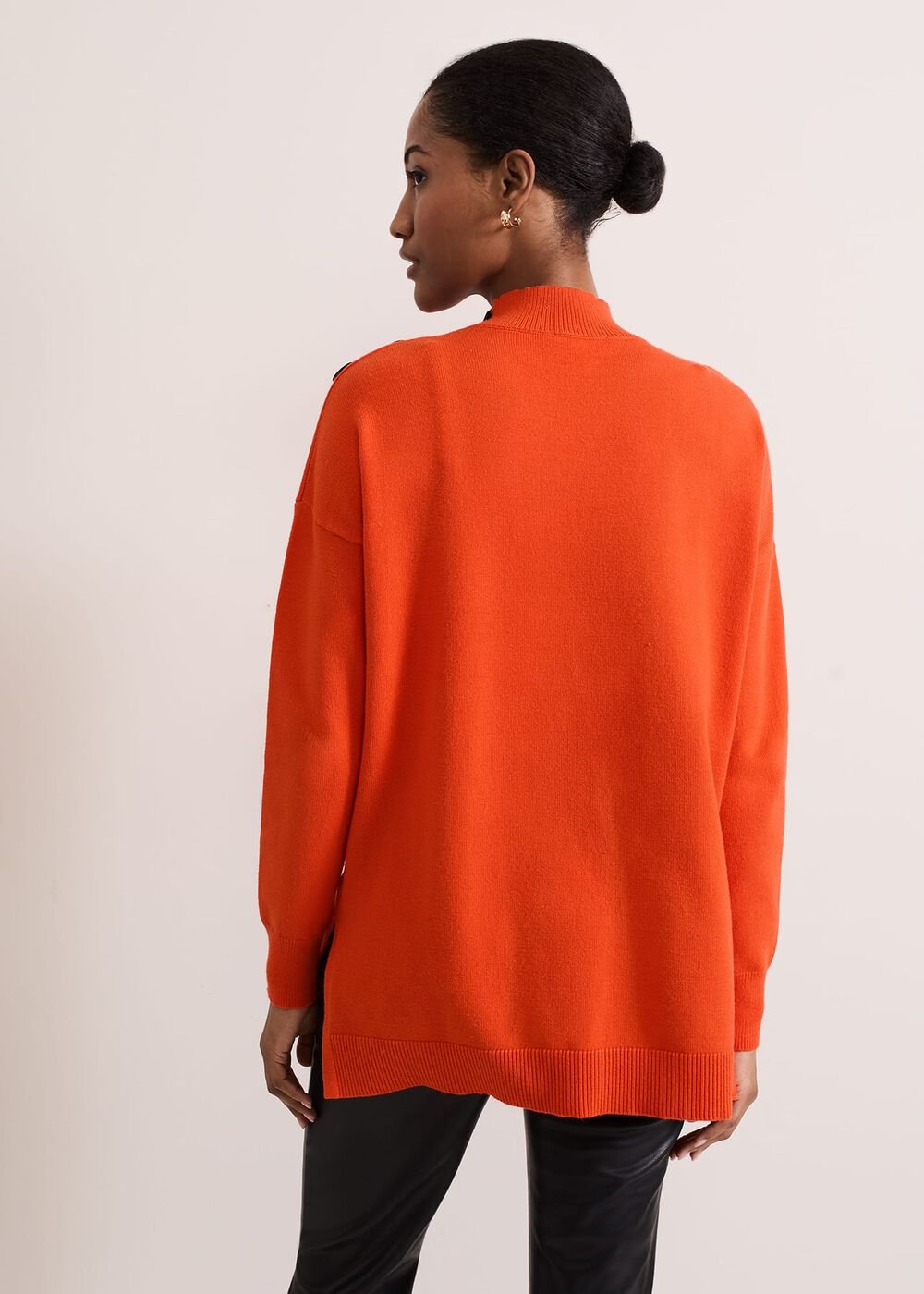 Holly Button Neck Jumper - Orange
