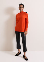 Holly Button Neck Jumper - Orange