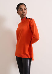 Holly Button Neck Jumper - Orange