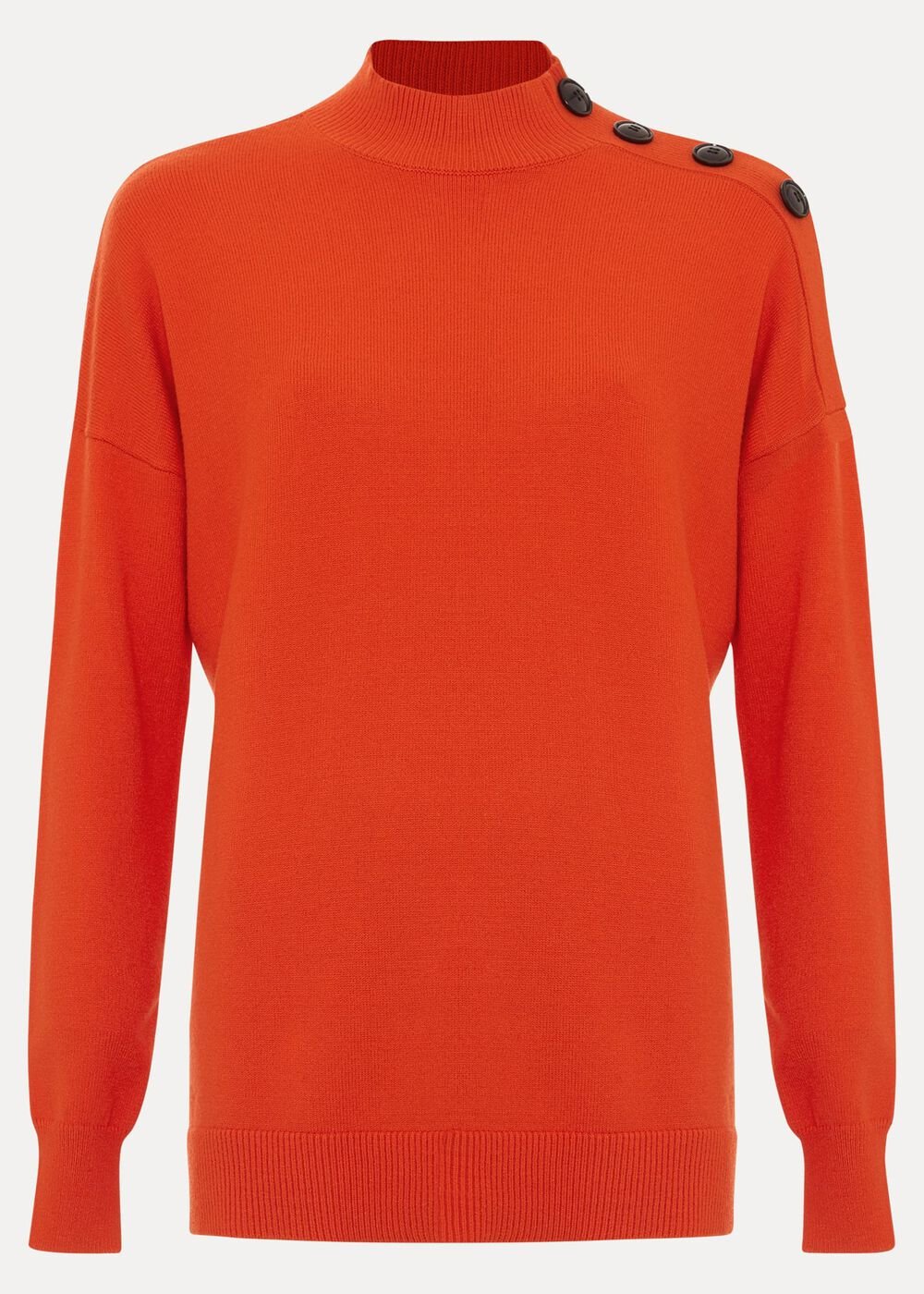 Holly Button Neck Jumper - Orange