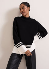 Kayleigh Chunky Boxy Striped Jumper - Black/Ivory