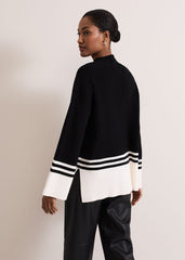 Kayleigh Chunky Boxy Striped Jumper - Black/Ivory
