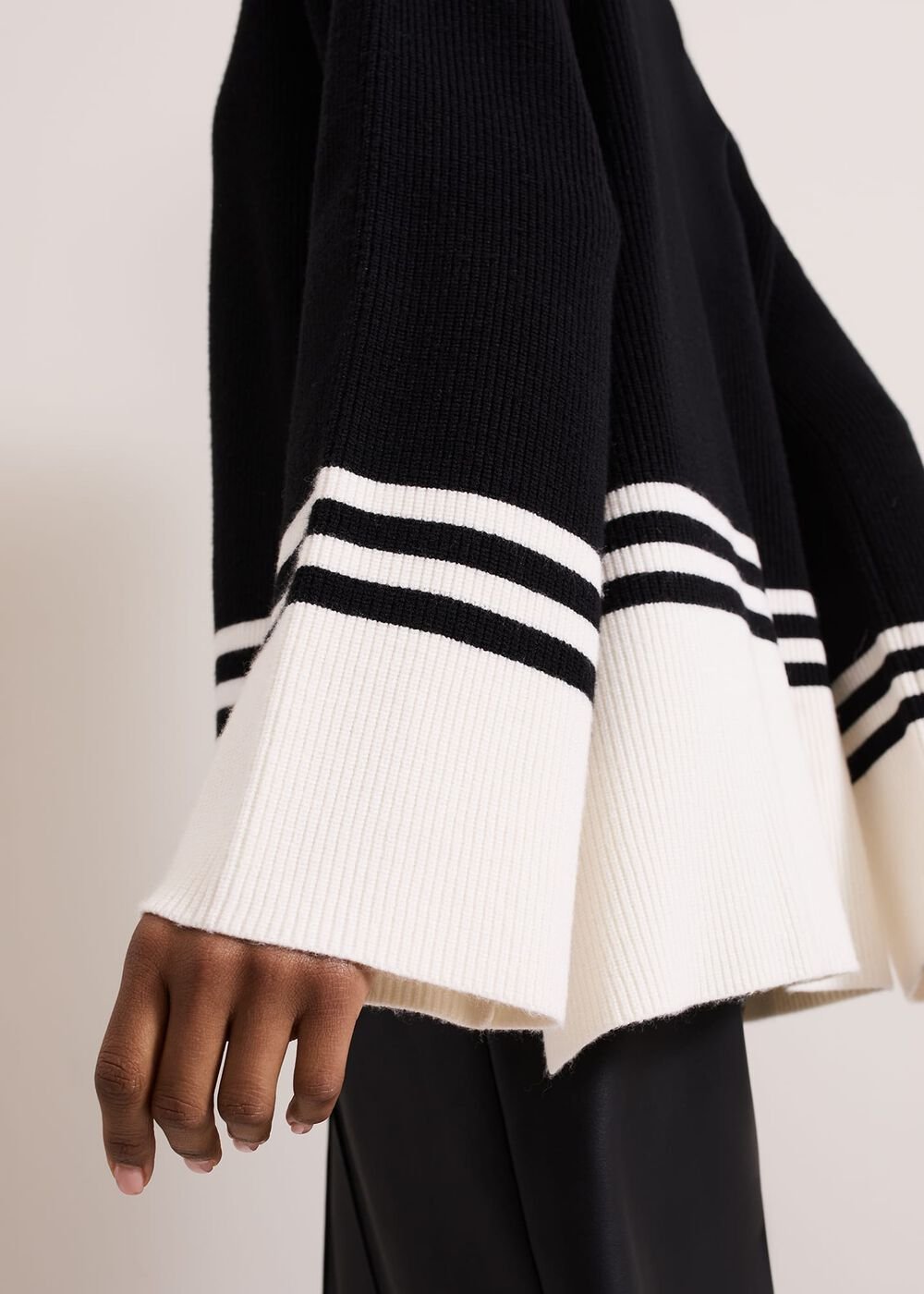Kayleigh Chunky Boxy Striped Jumper - Black/Ivory