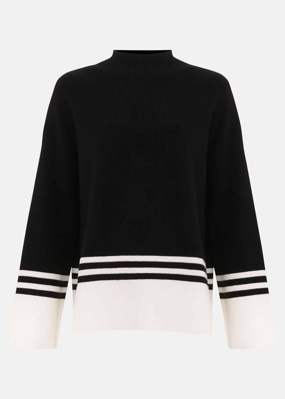 Kayleigh Chunky Boxy Striped Jumper - Black/Ivory