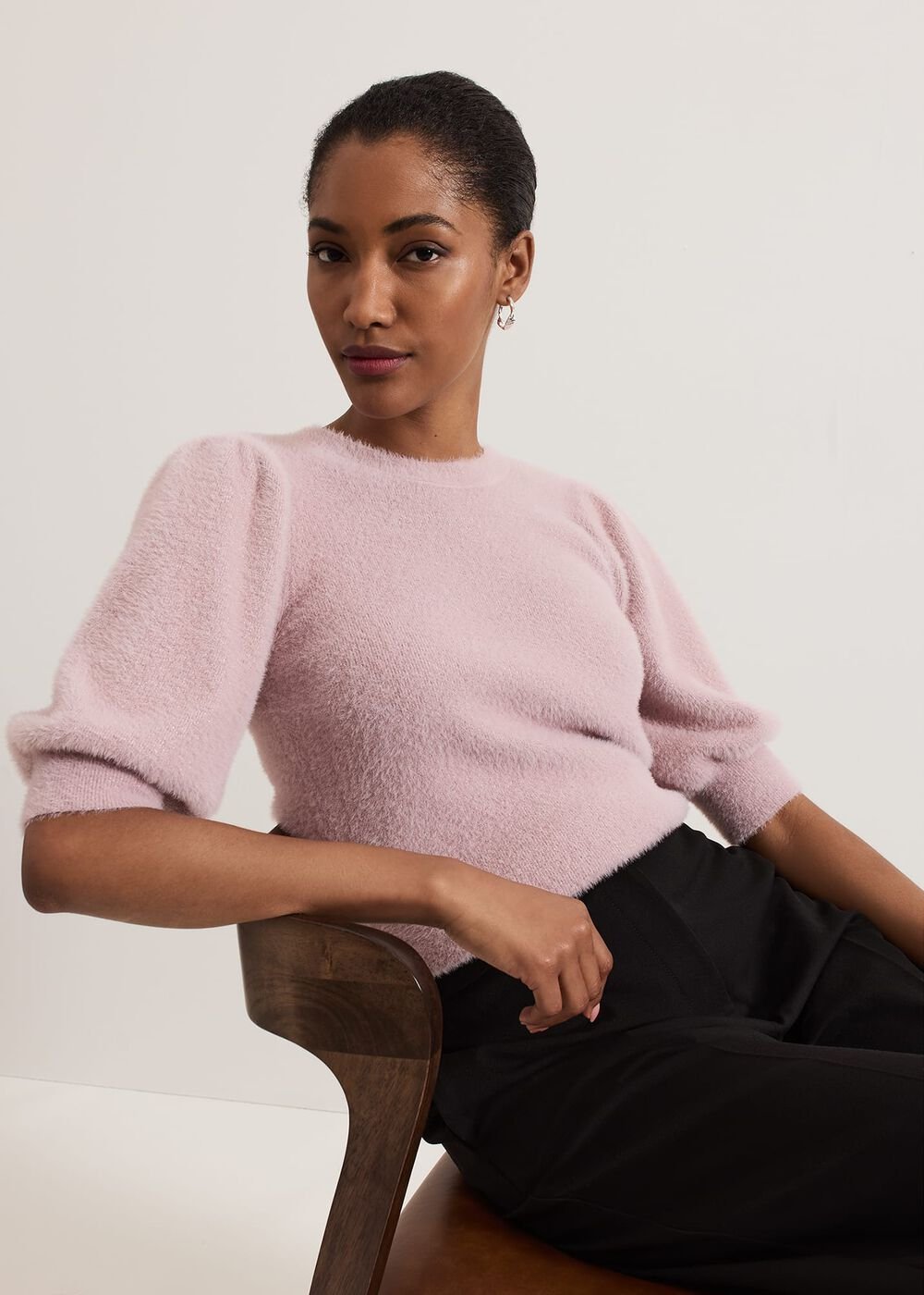 Fern Fluffy Puff Sleeve Knit - Pink
