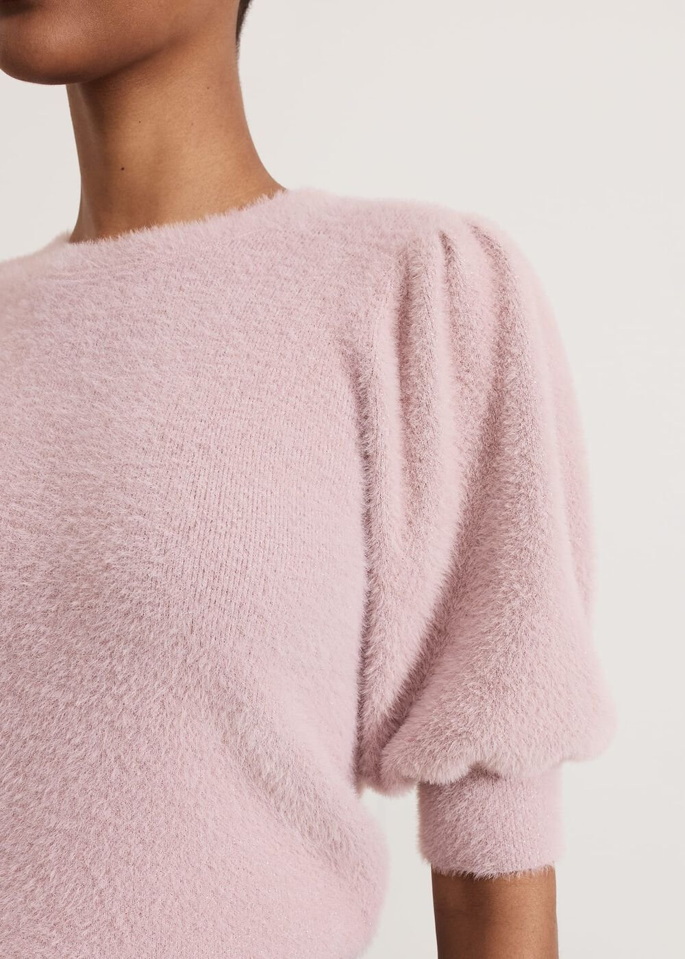 Fern Fluffy Puff Sleeve Knit - Pink