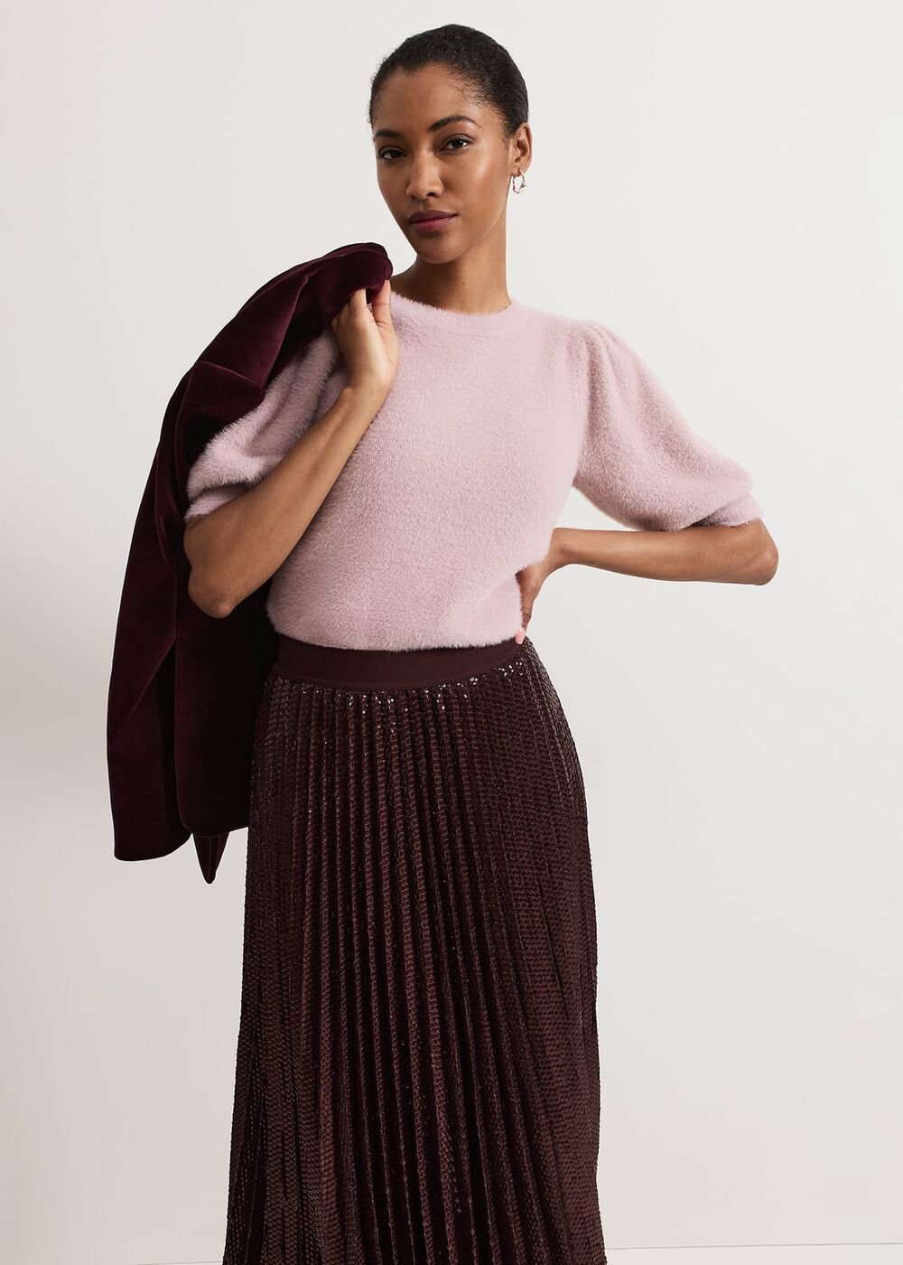 Fern Fluffy Puff Sleeve Knit - Pink