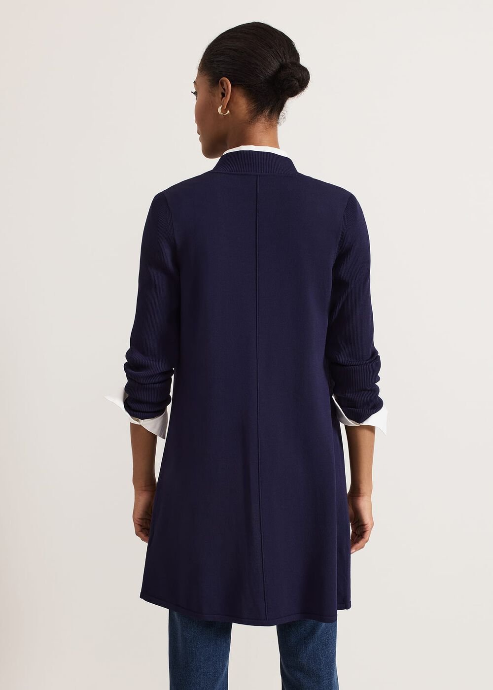 Lauren Longline Edge To Edge Cardigan - Navy