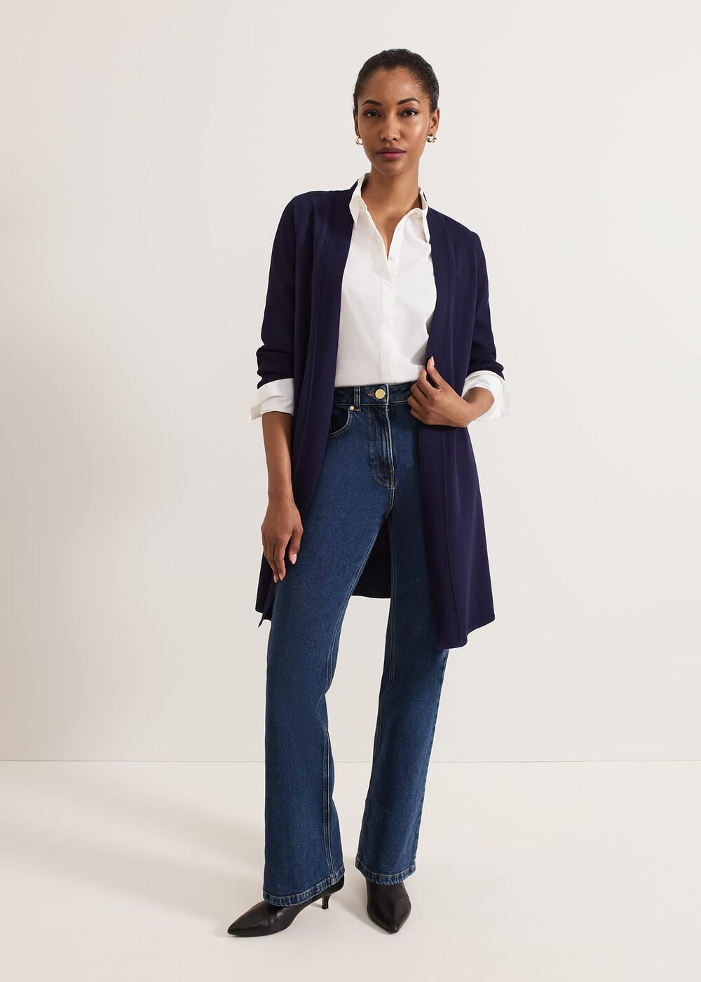 Lauren Longline Edge To Edge Cardigan - Navy