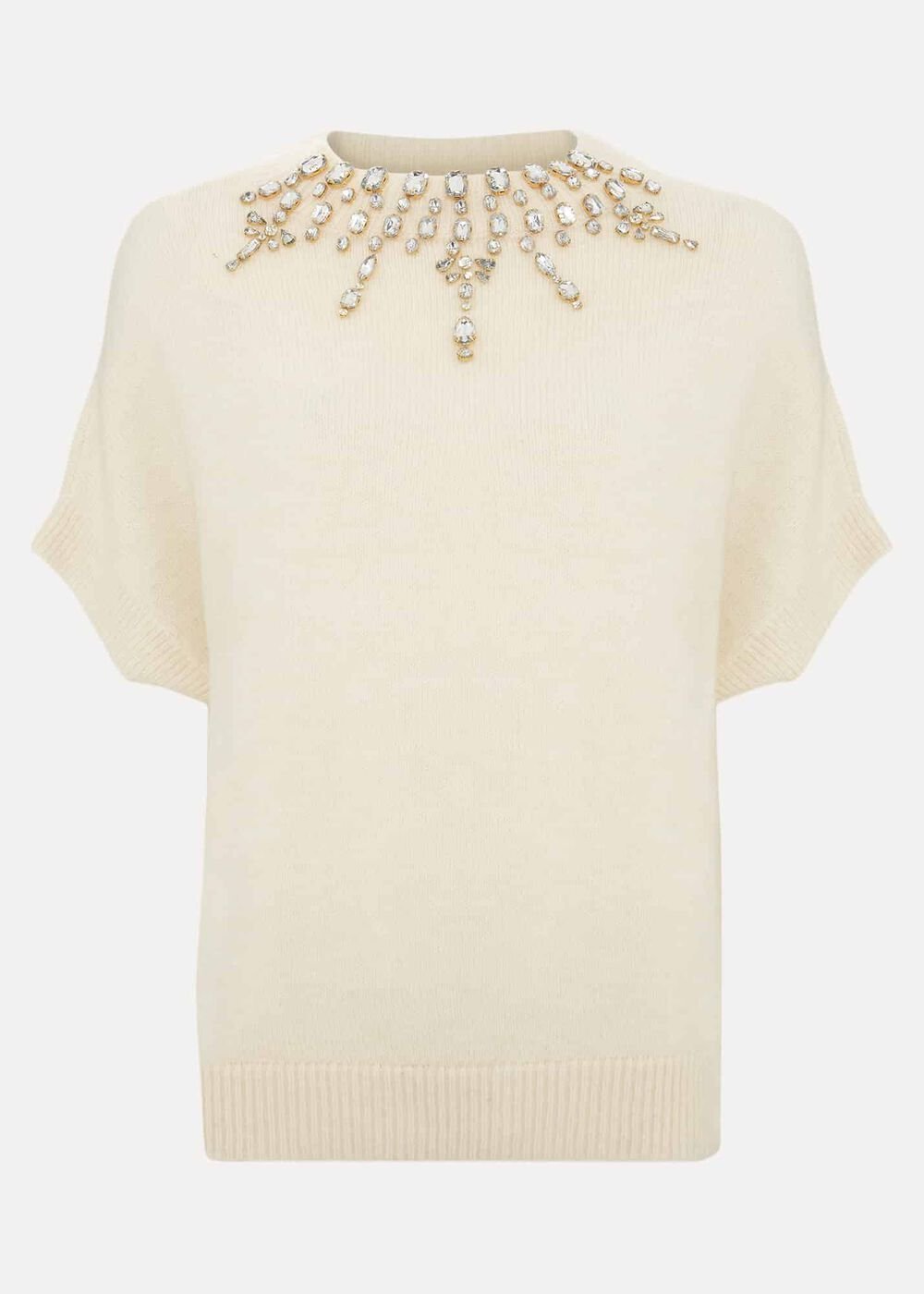 Allie Tabard Jewelled Top - Ivory