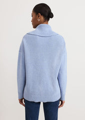 Dara Blue Chunky Cowl Neck Jumper - Blue