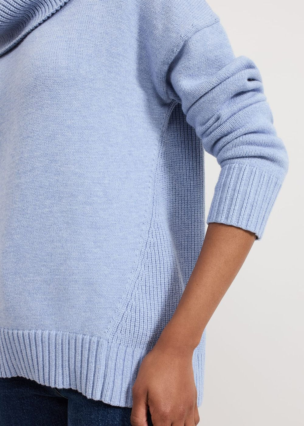 Dara Blue Chunky Cowl Neck Jumper - Blue