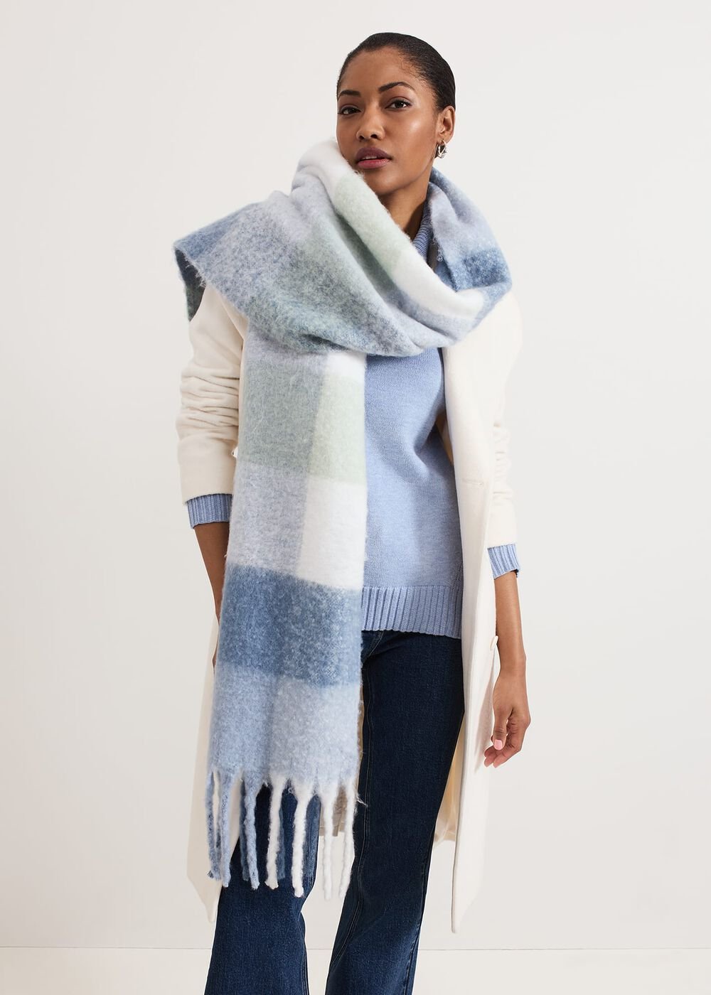 Dara Blue Chunky Cowl Neck Jumper - Blue