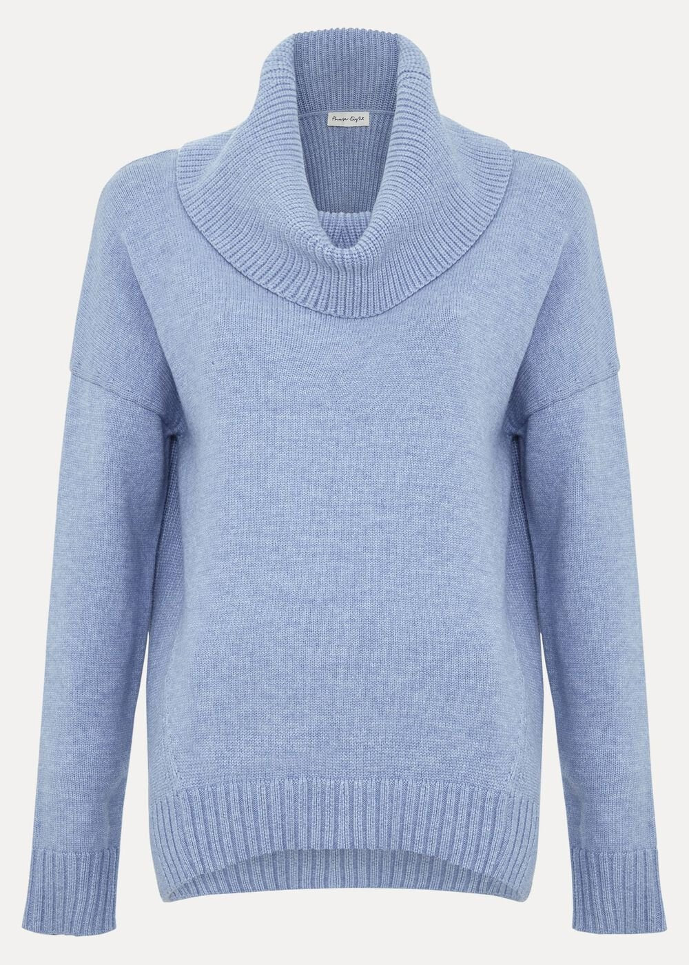 Dara Blue Chunky Cowl Neck Jumper - Blue