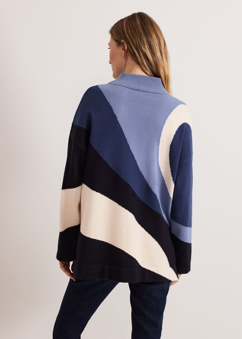 Sabrina Swirl Jacqaurd Jumper - Navy