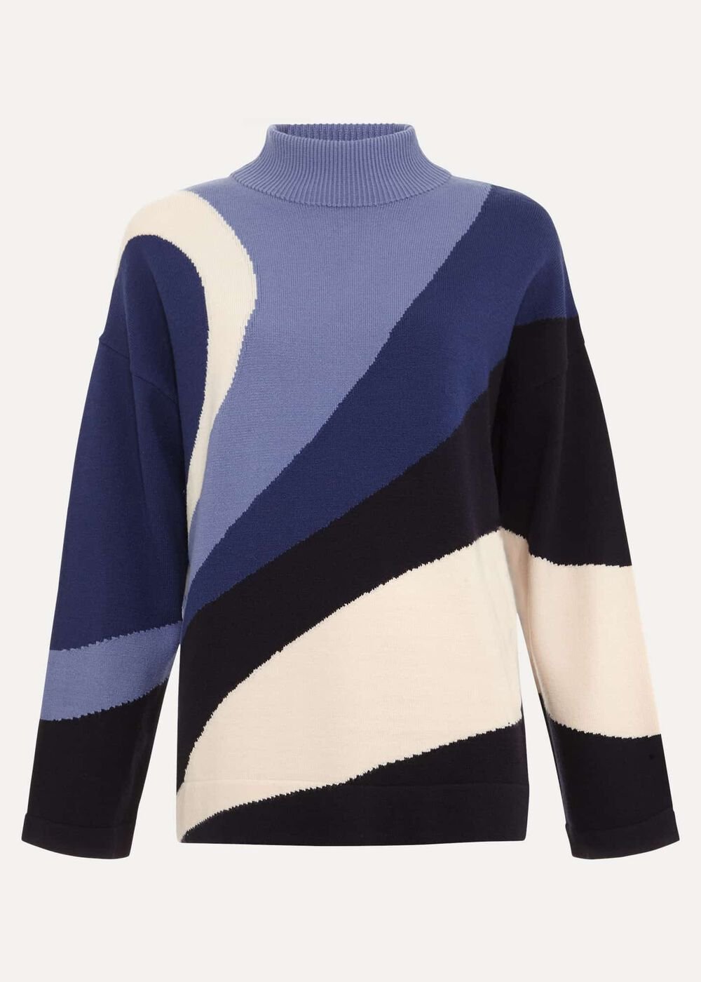 Sabrina Swirl Jacqaurd Jumper - Navy