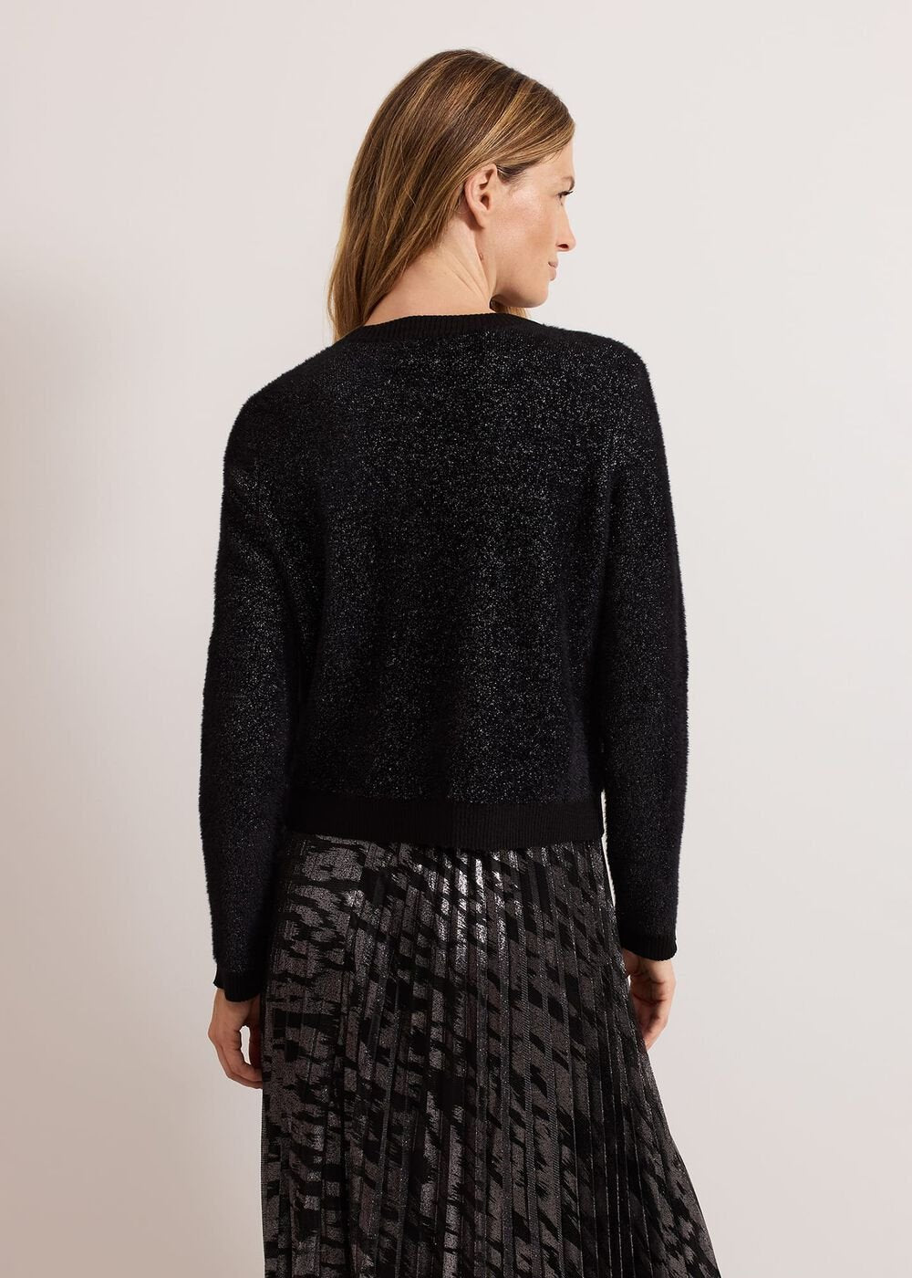 Javina Fluffy Lurex Cardigan - Metallic