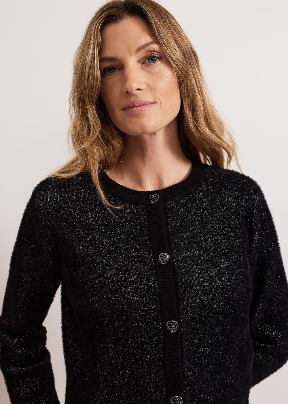 Javina Fluffy Lurex Cardigan - Metallic