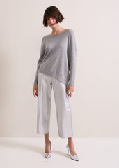 Sofia Silver Lurex Asymetric Jumper - Silver