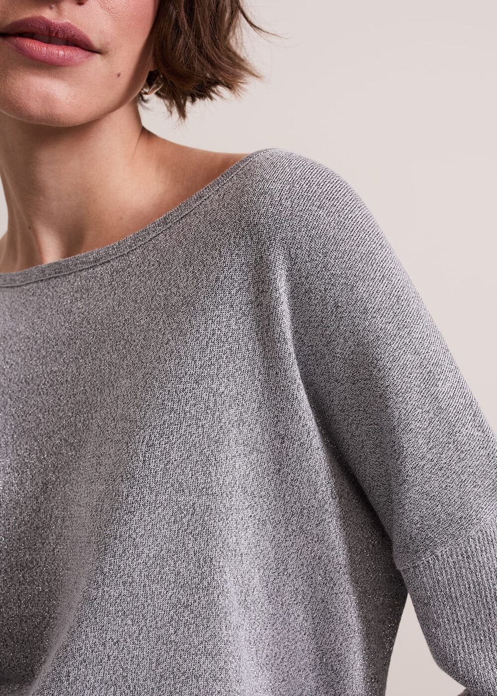 Sofia Silver Lurex Asymetric Jumper - Silver