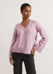 Olivia V Neck Alpaca Jumper - Pink