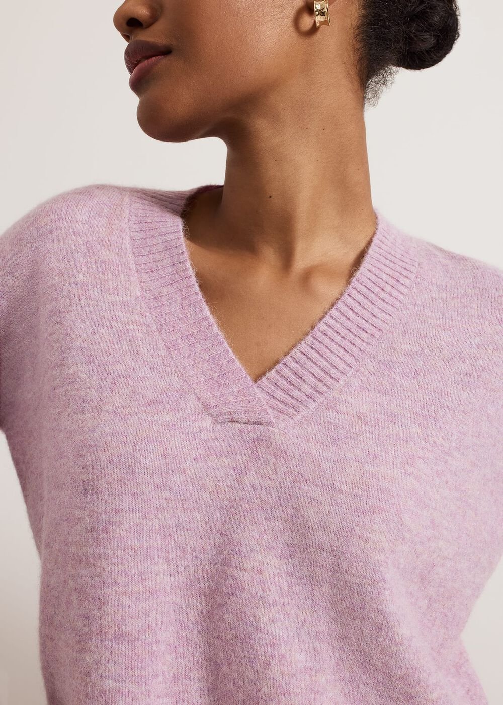 Olivia V Neck Alpaca Jumper - Pink
