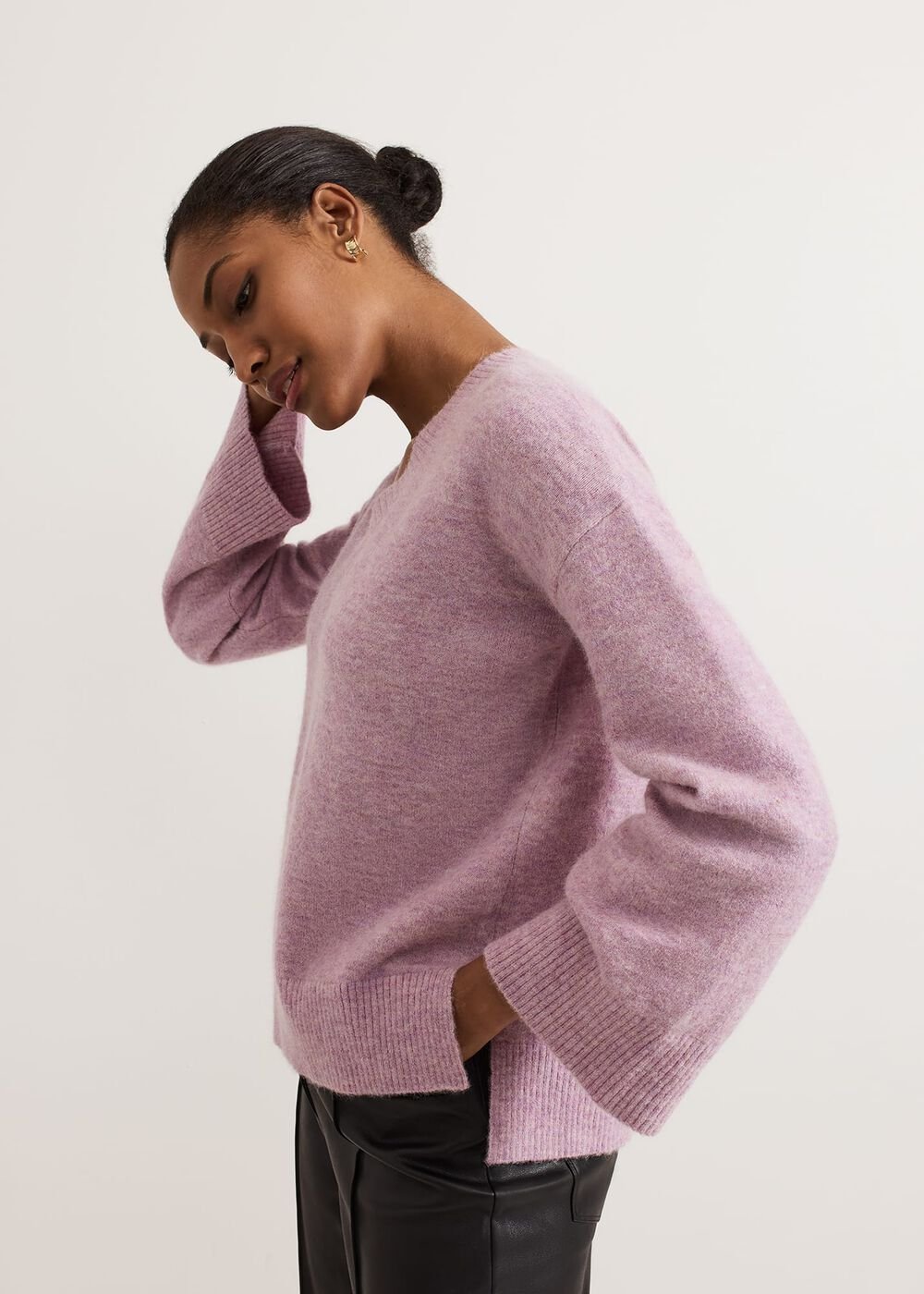 Olivia V Neck Alpaca Jumper - Pink