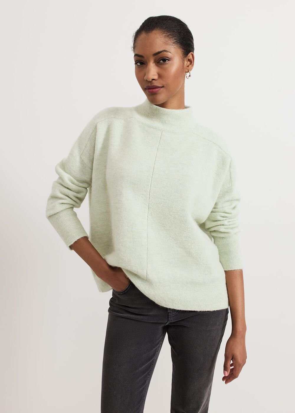 Jordan Alpaca Funnel Neck Jumper - Green