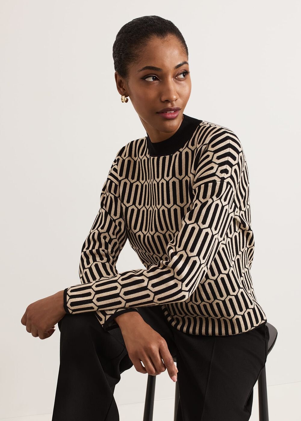 Tanya Lurex Geo Jumper - Gunmetal