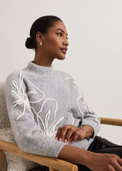 Amber Applique Knit Jumper - Grey