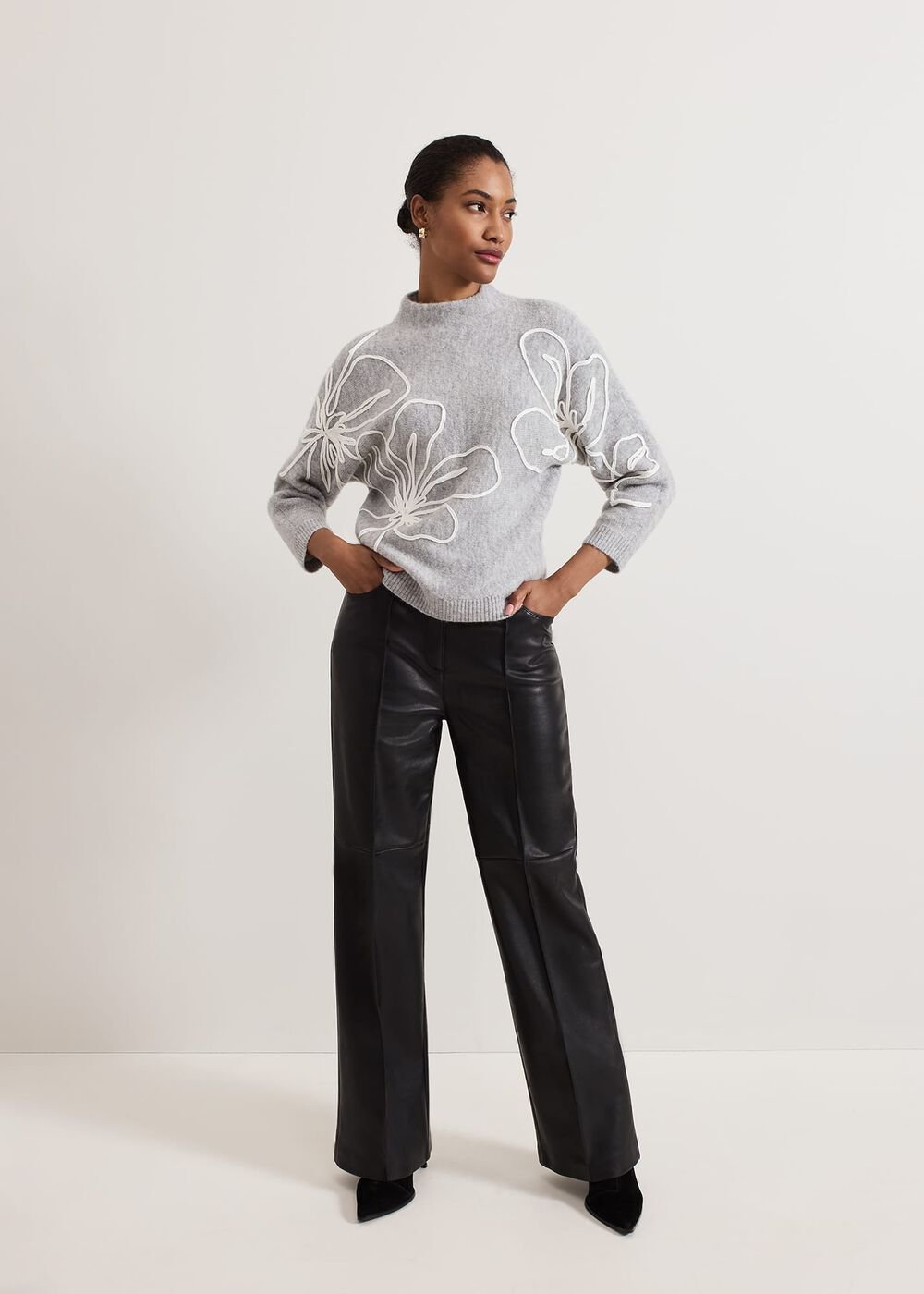 Amber Applique Knit Jumper - Grey
