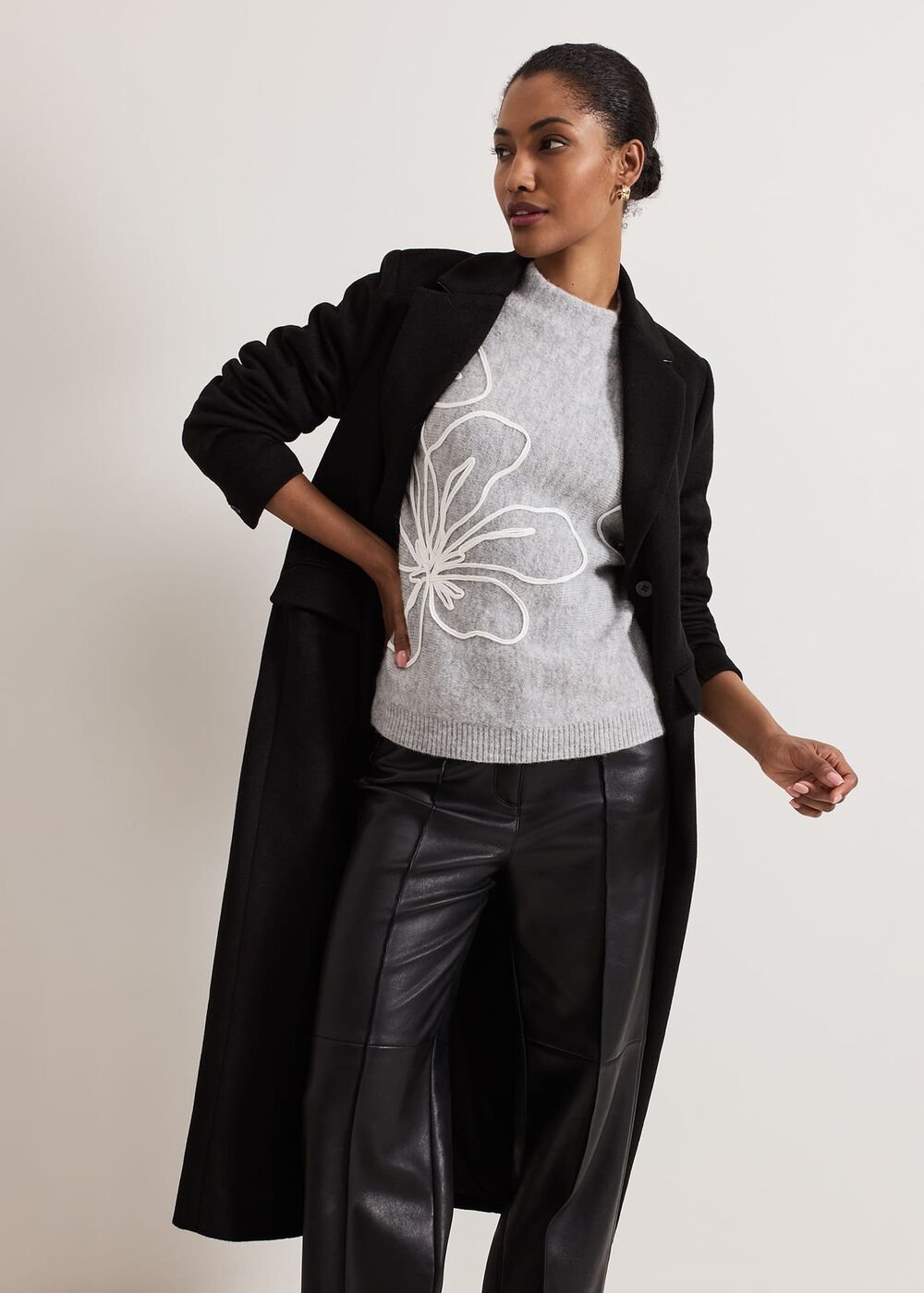 Amber Applique Knit Jumper - Grey