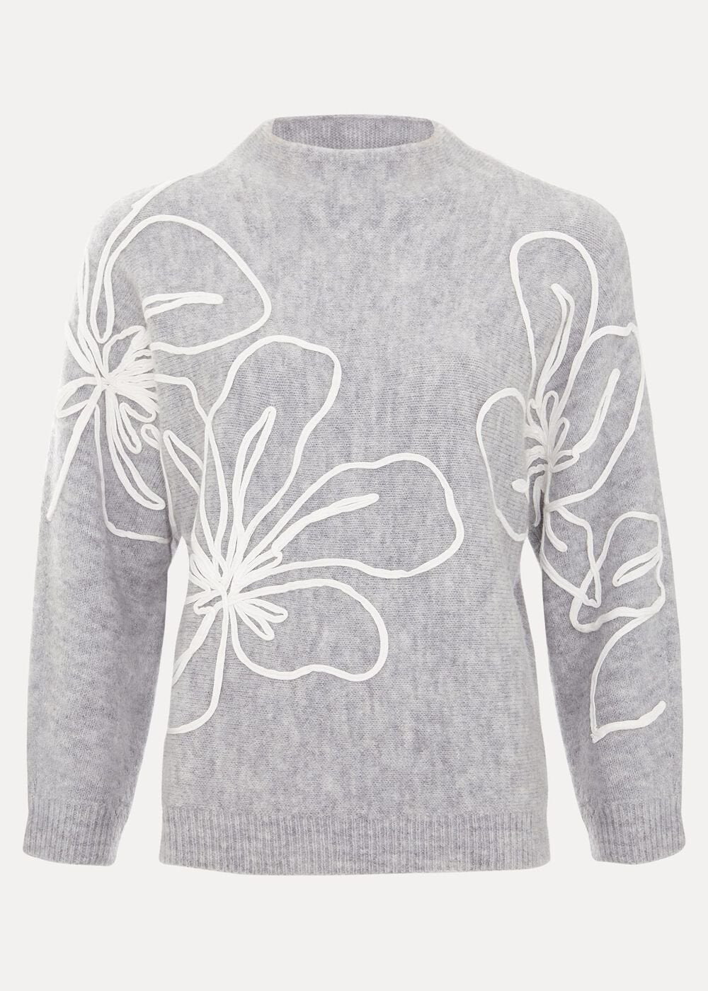 Amber Applique Knit Jumper - Grey