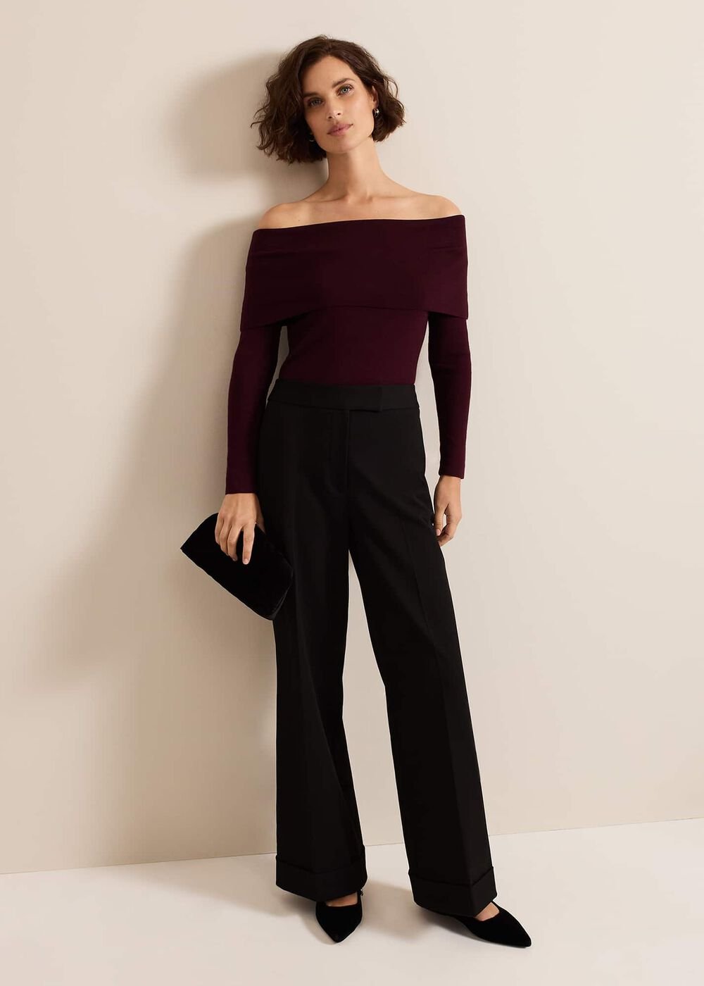 Nya Bardot Knit Top - Burgundy