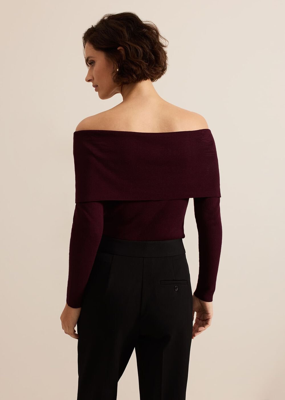 Nya Bardot Knit Top - Burgundy