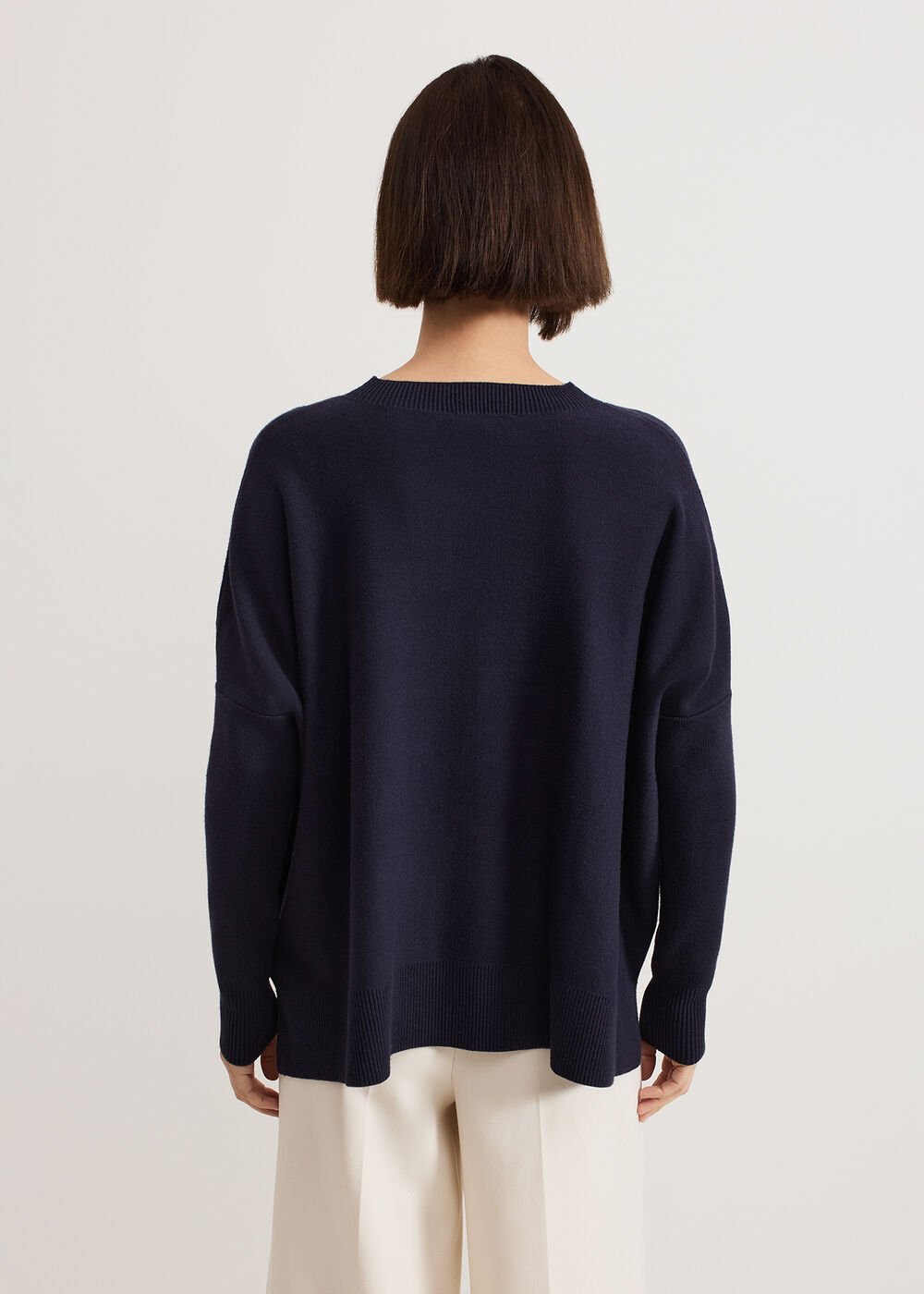 Kara Square Boxy Knit Top - Navy