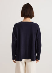 Kara Square Boxy Knit Top - Navy
