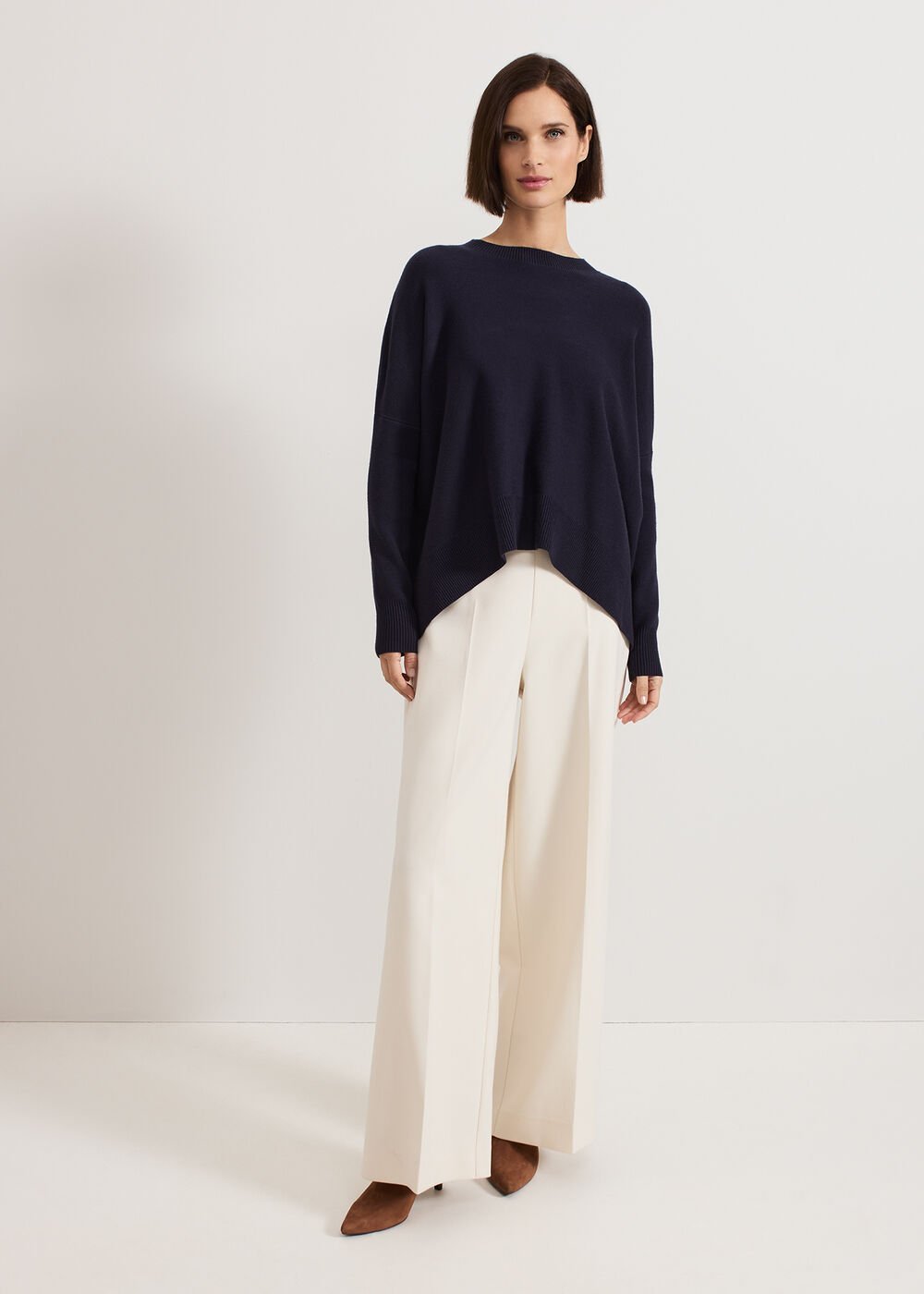 Kara Square Boxy Knit Top - Navy
