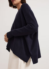 Kara Square Boxy Knit Top - Navy