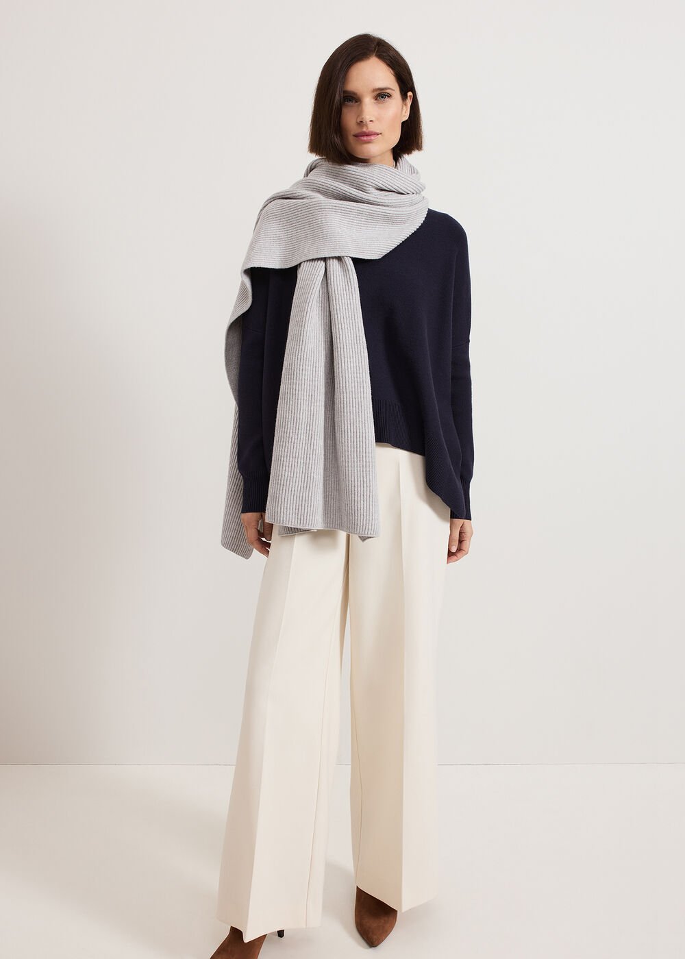 Kara Square Boxy Knit Top - Navy