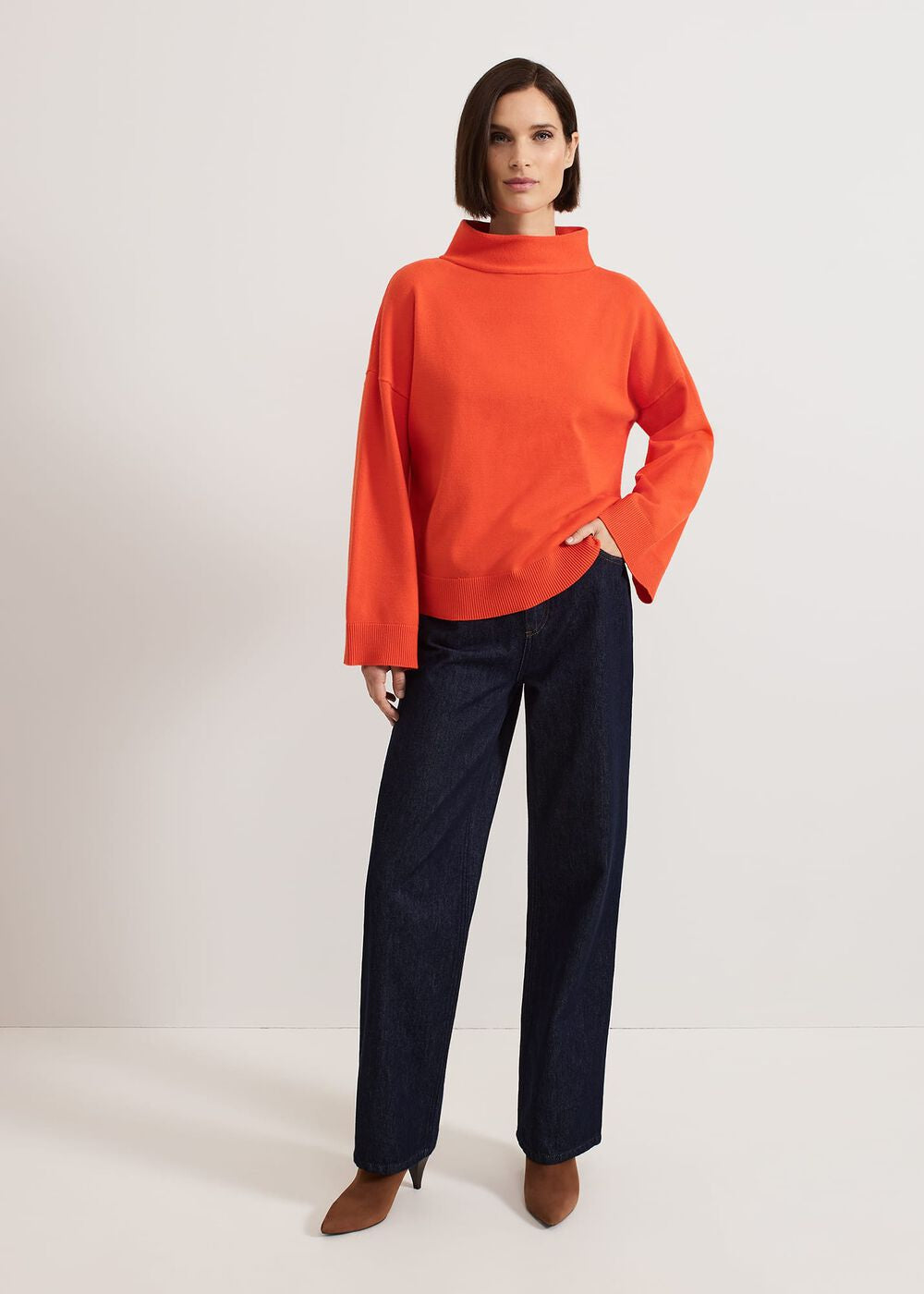 Blaire Fluted Sleeve Knit Jumper - Orange