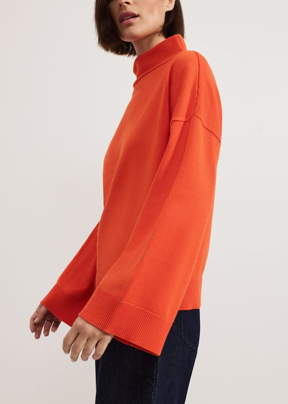 Blaire Fluted Sleeve Knit Jumper - Orange