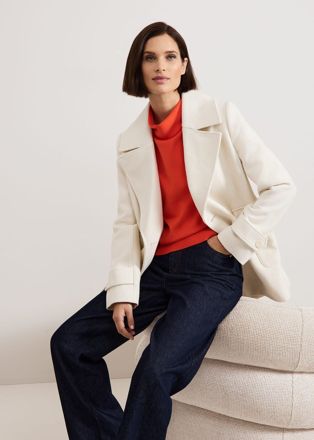 Blaire Fluted Sleeve Knit Jumper - Orange