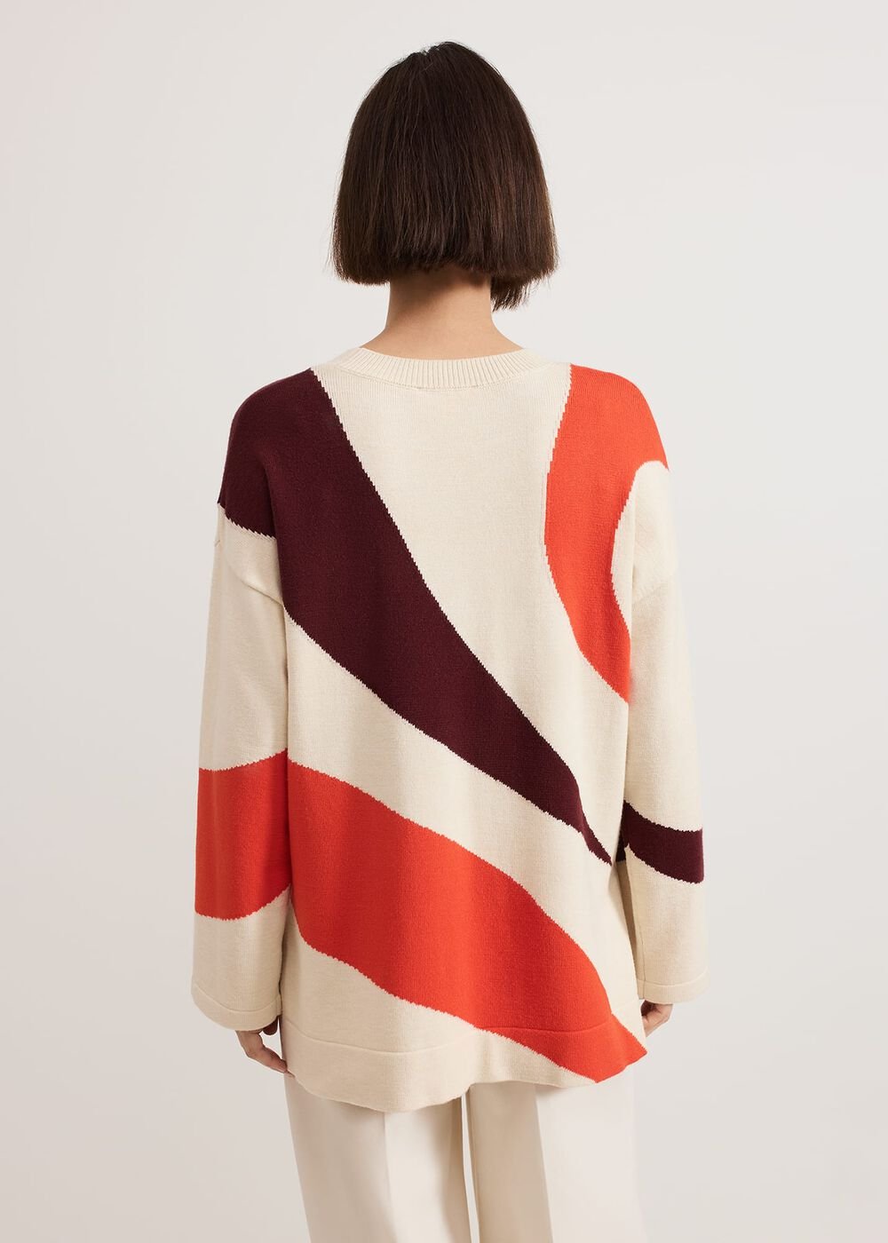 Bettie Colourblock Swirl Jumper - Orange