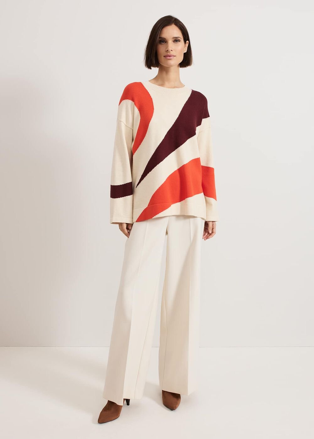 Bettie Colourblock Swirl Jumper - Orange