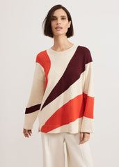 Bettie Colourblock Swirl Jumper - Orange
