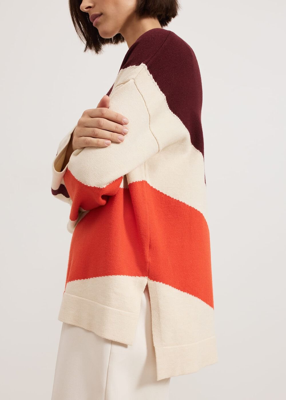 Bettie Colourblock Swirl Jumper - Orange