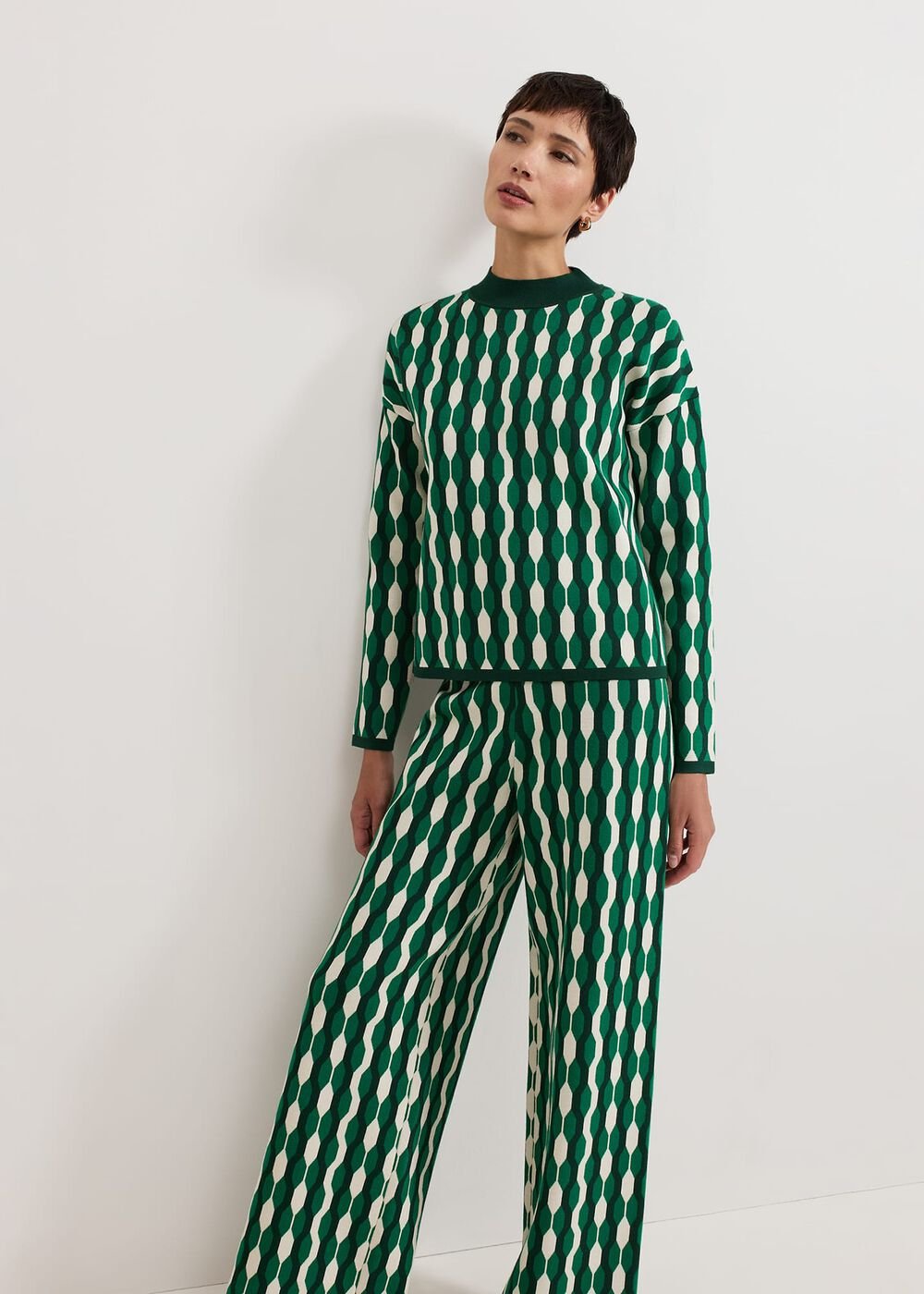 Payton Geo Jacquard Knit Top - Green